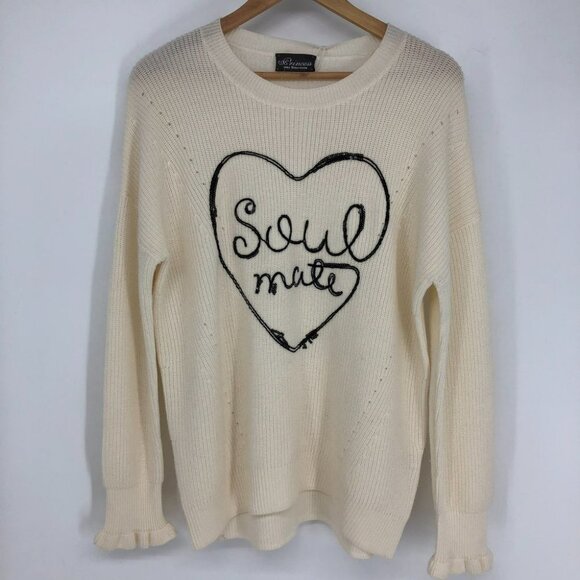 Princess Goes Hollywood NWT Cream Longsleeve Sweater w Blk Sequin "Soul Mate" M - Picture 3 of 13